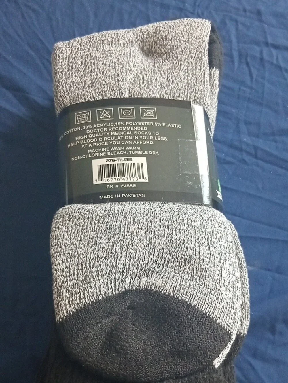 Diabetic Thermal Socks - Black/Grey Non-Binding Crew - Pack